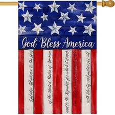 God Bless America 4th of July Home Decorative House Flag, Garden Yard Stars S...