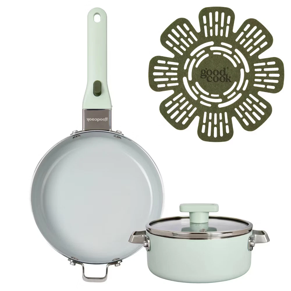 GoodCook 5pc 8" Frypan and 1qt Sauce Pan Ceramic Nonstick Cookware Set
Opens in a new window or tab