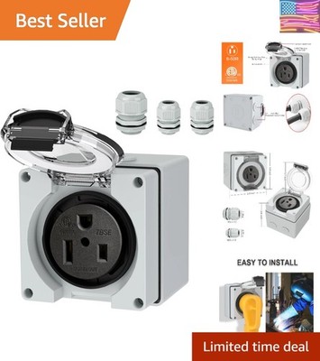 50 Amp Power Outlet Box, NEMA 6-50R 250 Volt EV Welder Receptacle Heavy Duty,...