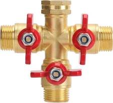 Garden Hose Splitter 3 Way, Heavy Duty 3-Way Brass Valve Garden Hose Splitter