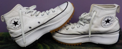 Converse Run Star Hike Hi Women's 7 White Leather Shoes Sneakers Chuck Taylors