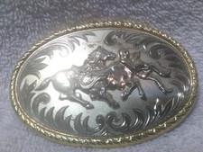 Cowboy Roping Calf Gold Engraved Western Rodeo Belt Buckle Great W Brand USA