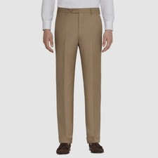  350 Zanella Men's Beige Todd Wool Stretch Trousers Dress Pants Size 34W 33L