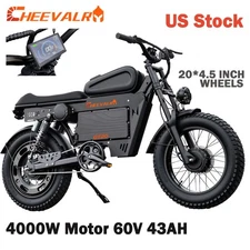 6000W Electric Motorcycle 60V 43AH Dual Motor 20*4.5inch Fat tire E-bike 45 mph