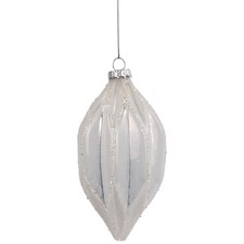 Northlight 4.5" White and Silver Glitter Finial Glass Christmas Ornament
