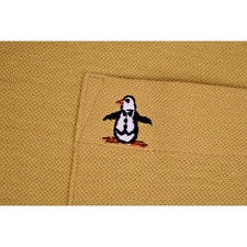 Penguin Shirt VTG Grand Slam Munsingwear Size M/L 70s Tan Multi Penguin Made USA