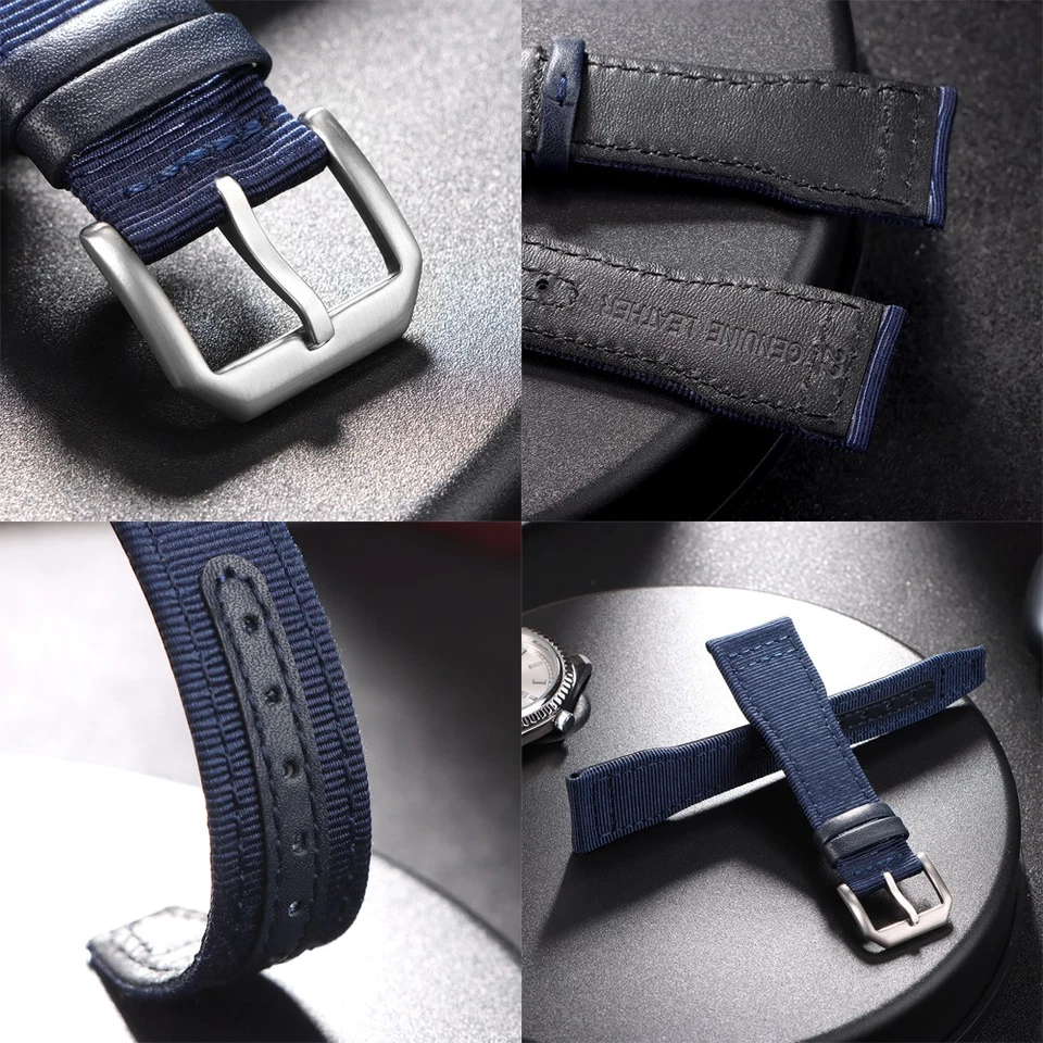 适用于IWC万国表飞行员尼龙皮革表带20毫米21毫米22毫米运动表带手链 — 第 3/4 张图片