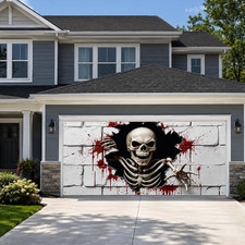 Halloween Garage Door Cover 6x13 FT Skeleton Outdoor Hanging Banner Party Decor