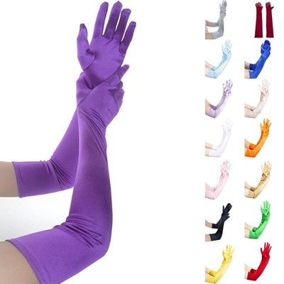 Elegante extra lange Satin Handschuhe Stretch für Damen Braut Hochzeit Oper Eve
