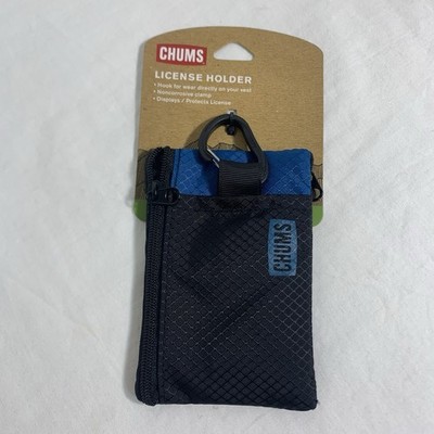 Chums License Holder Wallet New Blue/Black Clamp Zippered Minimalist