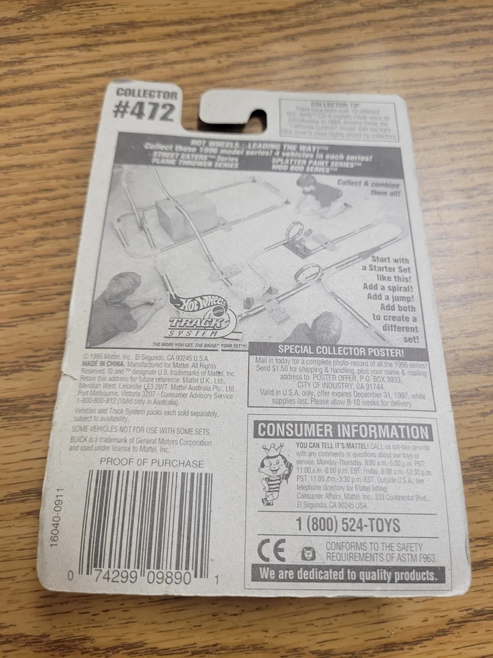 Mattel Hot Wheels 1995 Buick Stocker коллекционный номер 472 - Изображение 2 из 4