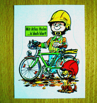 Aufkleber Fahrrad Mit Atlas Helm ist doch klar! Werbung Radfahren Sticker