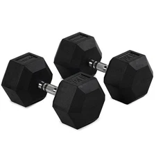 Titan Fitness 70 LB Pair Free Weights, Black Rubber Coated Hex Dumbbell