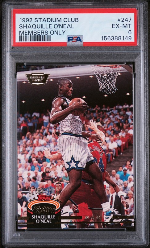1992 STADIUM CLUB MEMBERS ONLY #247 SHAQUILLE O'NEAL ROOKIE RC PSA 6
