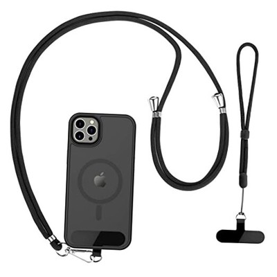  Cell Phone Lanyard 2 Pcs-1 Pcs 30''（Neck Strap×1）+8''（Wrist Strap×1） Black