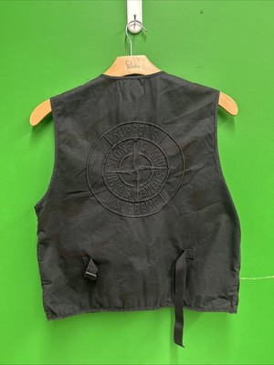 STONE ISLAND x SUPREME Black SZ L Full Zip Cargo Vest Jacket | eBay