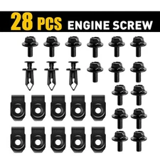 28pcs Car Engine Splash Shield Body Bolts Screw Fender Bumper Clip Rivet Set Kit
