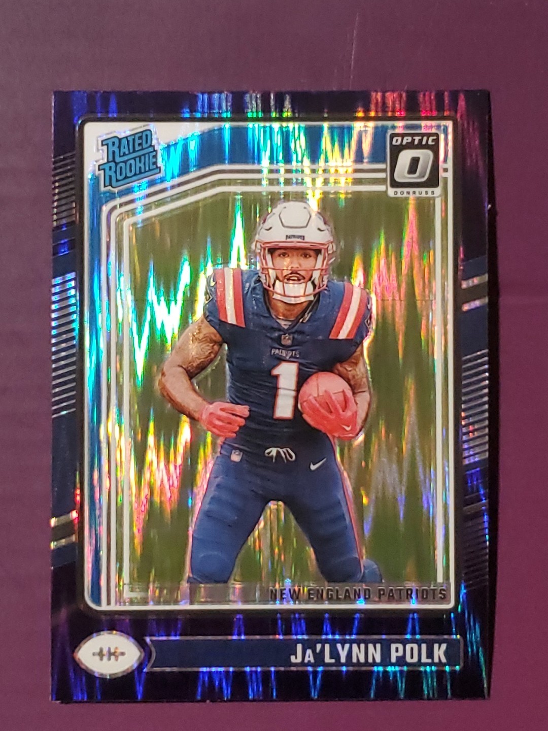 2024 Panini Donruss Optic Rated Rookie Ja'Lynn Polk #240 Purple Shock Prizm (RC)