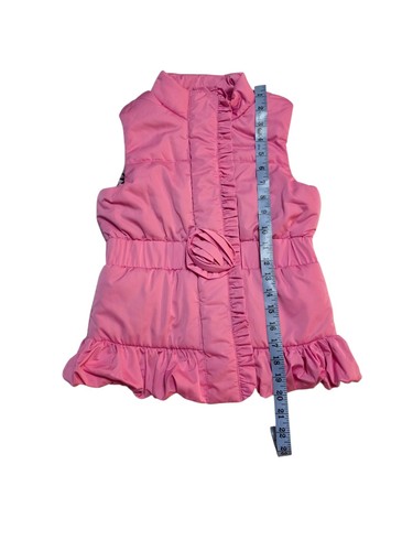 Lilly Pulitzer Girls Size L 8/10 Caylee Pink Puffer Vest Floral Lined Ruffle - Picture 5 of 8