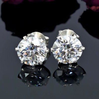7.00 Ct Off-White Diamond Stud Earrings 925 Silver � Anniversary Gift Sale