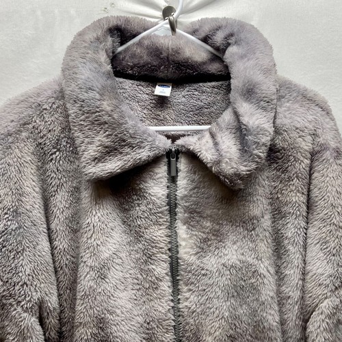 Old Navy Sherpa Jacket Women's Small Gray Tie-Dye Full Zip Cozy Hi-pile Coat EUC - Picture 2 of 10