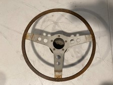 Vintage Made In Italy 3 Spoke Steering Wheel Drilled Metal Rim Barn Find Core Oe