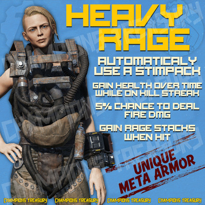 FALLOUT 76 [PC] HEAVY RAGE ARMOR CHEST +ANY 4 LEGENDARY MODS UNIQUE