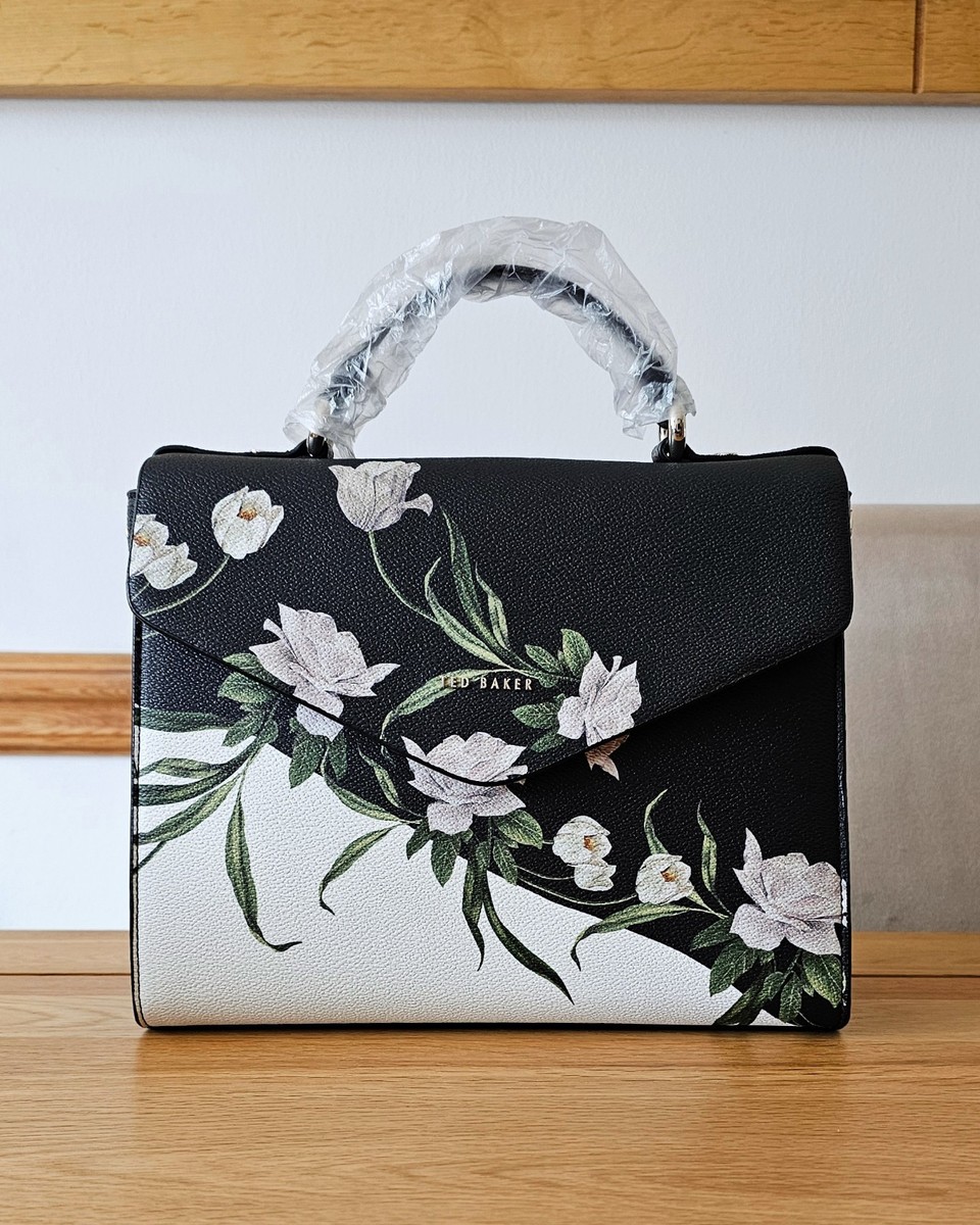 New with Tags Ted Baker BAILES Black Floral Elderflower Lady Bag