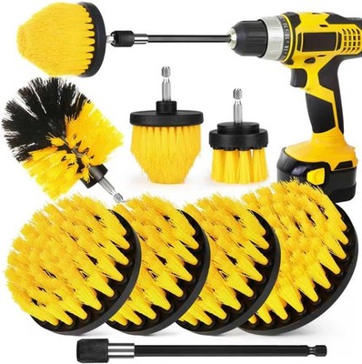 Bohrbürstenaufsatz-Set, 7 Stück 1/4 Zoll Power Scrubber Bürste + Extend Lange Be