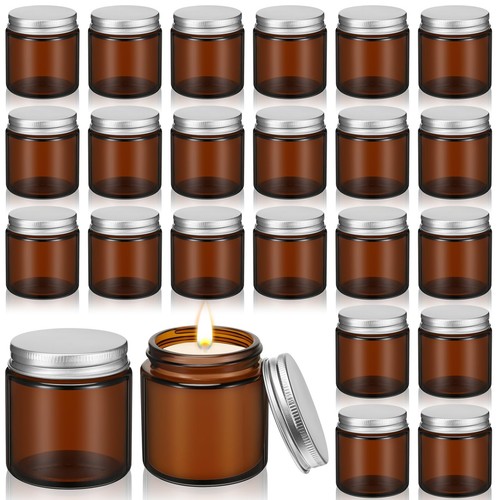 24 Stück Kerzengläser aus Glas mit Deckel Großpackung, rund leer Kerzenbehälter Dosen, D...