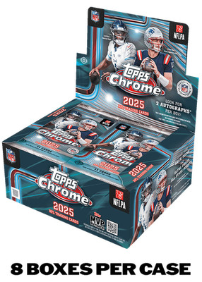 2025 TOPPS CHROME FOOTBALL 8-BOX HOBBY JUMBO CASE (16 AUTOs) NFL