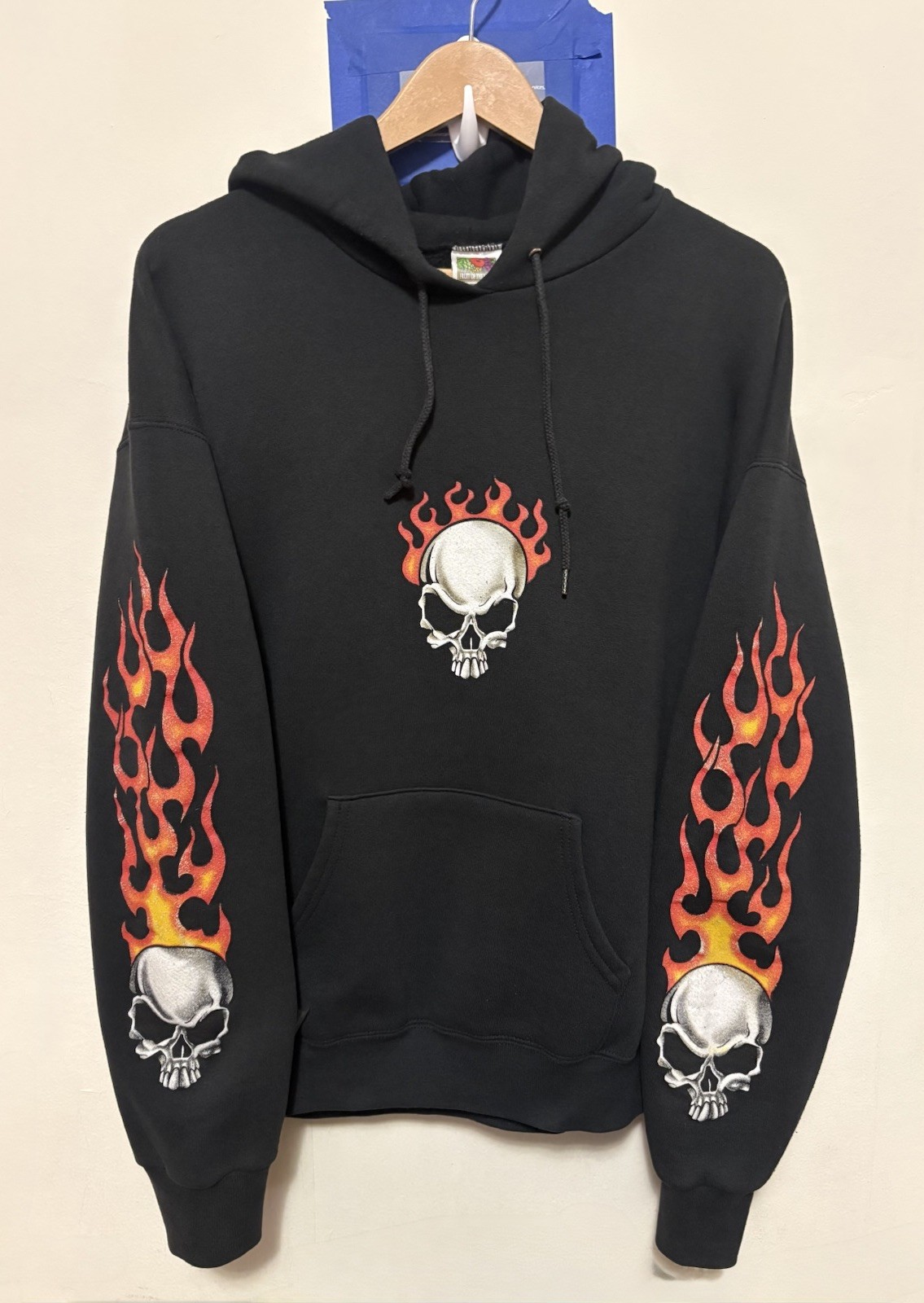 Vintage 01 Hollister Biker Skeleton Flame Hoodie