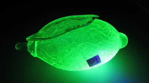 Vintage Murano Vaseline Uranium Glass Lemon with Paper Label