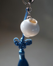 Korean Moon Jar Ceramic Keychain Traditional ...