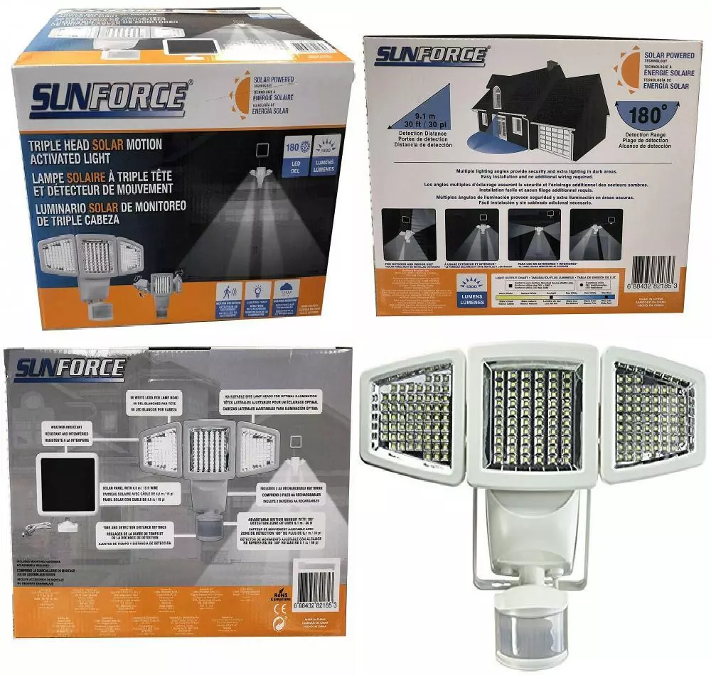Sunforce solar motion security light 1500 lumens outlet