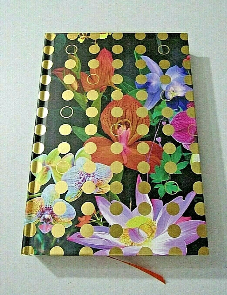 PAPYRUS TROPICAL FLOWERS BOUQUET ON BLACK GOLD DOT DELUXE CHUNKY JOURNAL - Image 2 of 4