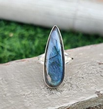 Handmade Labradorite Gemstone 925 Sterling Silver Statement Ring All Size R348