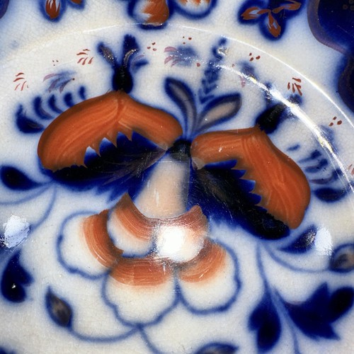 Ironstone 1830-1860 Gaudy Welsh Pottery Piece English Cobalt Blue W/ Floral - Picture 7 of 7