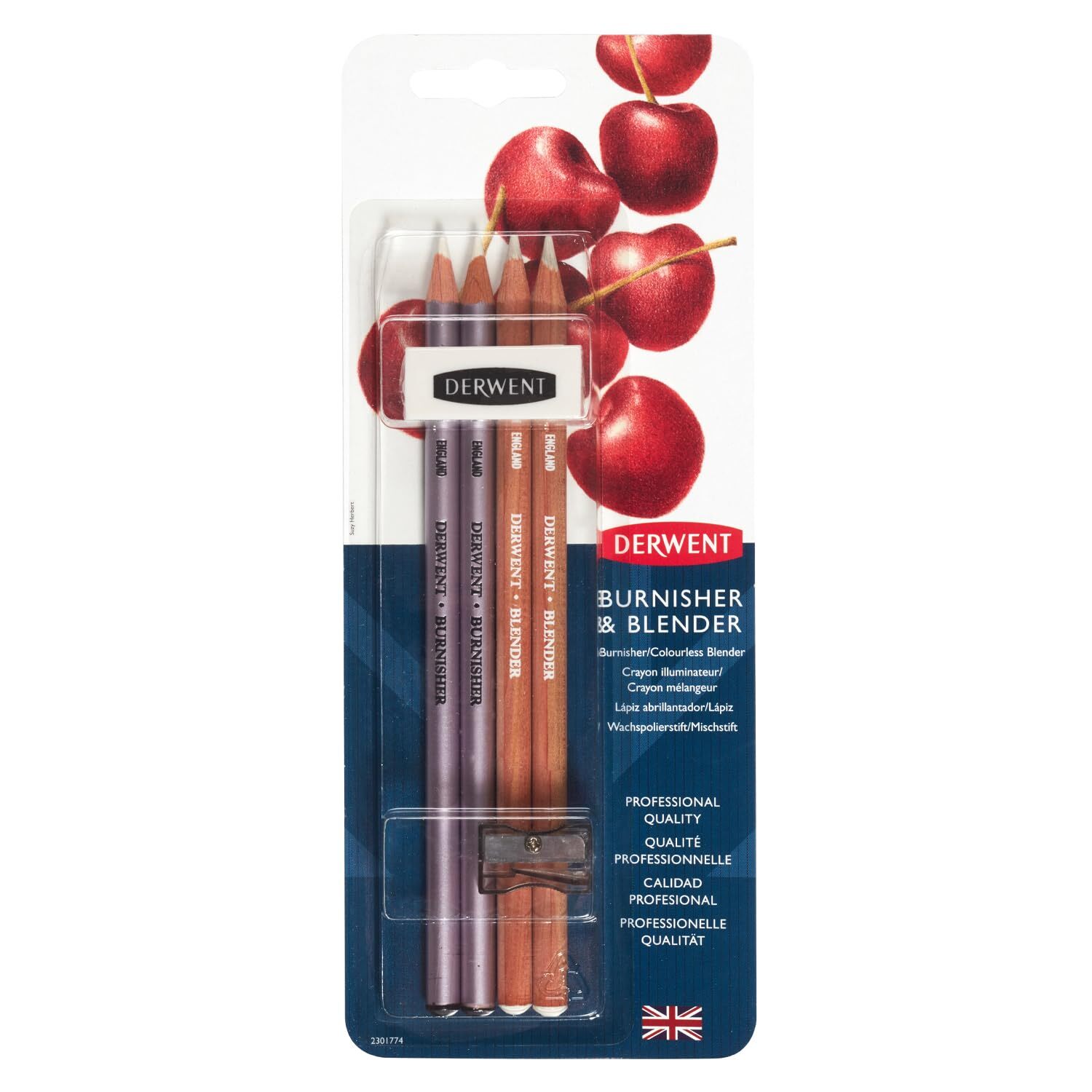 Blender and Burnisher Pencil Set with Sharpener and Eraser 5 Pieces