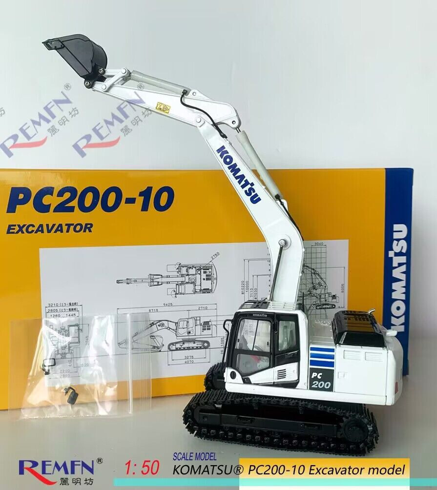 Komatsu PC200-10 Excavator White Limited Edition 1/50 Scale