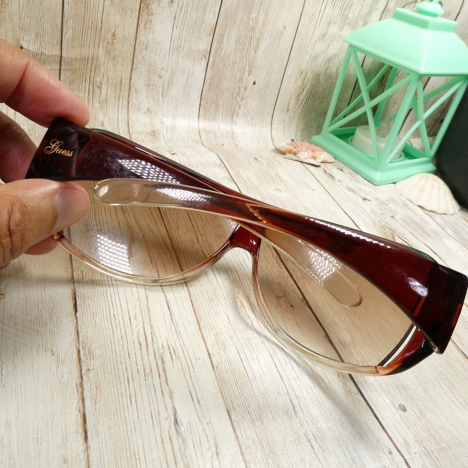 Guess Transparent Brown Gradient Wrap Sunglasses … - image 3