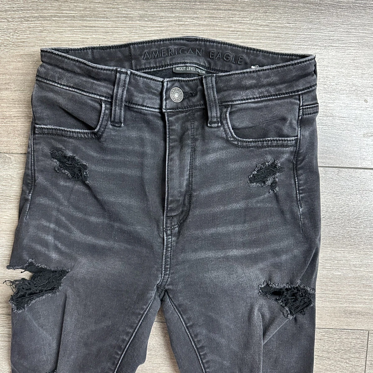 American Eagle Jeans Size 0 Distressed High Rise Jeggings Black