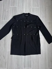 MING WANG Long-Sleeve Bling Studded Cardigan Hook-Open Front Sweater Size XL