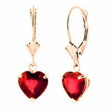 Cute New Rose Gold Plated Pink Rose Red Heart CZ Charm Leverback Dangle Earrings
