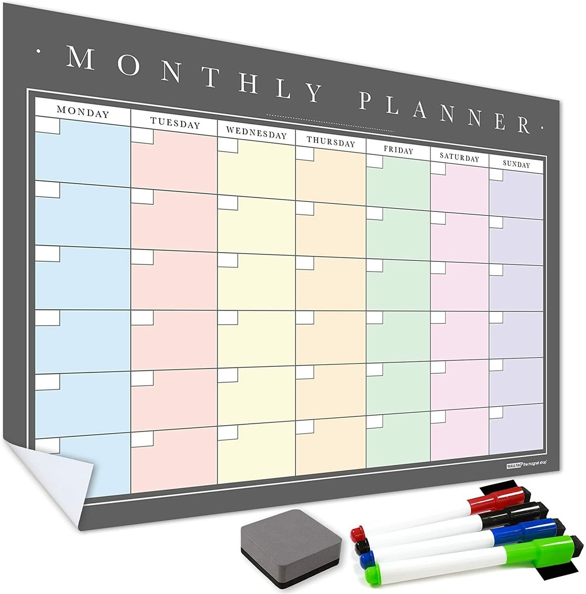 Sticky Monthly Calendars, Dry Wipe Wall Planner Self Adhesive Weekly Daily  Erase | eBay
