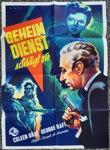 ORIGINAL 1950 C. Gray, G. Raft, J. M. Newman Kinoplakat "Geheimdienst schlägt zu