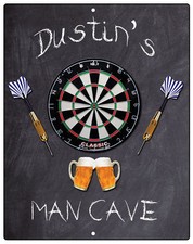 Flag Emotes Personalized Man Cave Sign - Custom Dartboard & Beer Bar Decor
