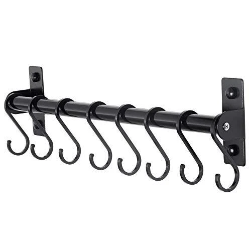 Castro Cucina A Parete 76 Cm Con 15 Ganci A S - Porta Pentole In Ferro Nero - Organizer Salvaspazio