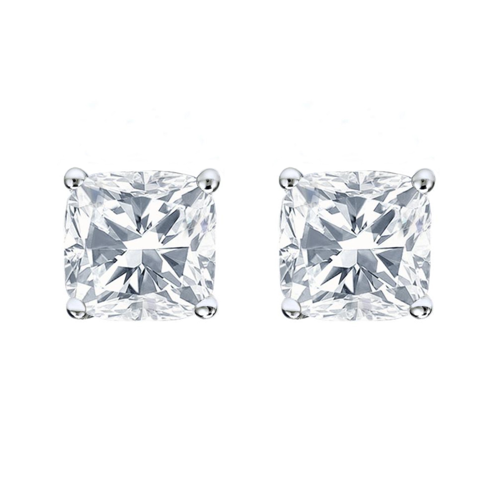 1 Ct Cushion Lab Created Grown Diamond Earrings Studs 18K White Gold E/VVS Screw