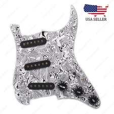 Loaded Strat Pickguard Prewired SSS Pickguard with Ceramic Pickups Cowrie Black
